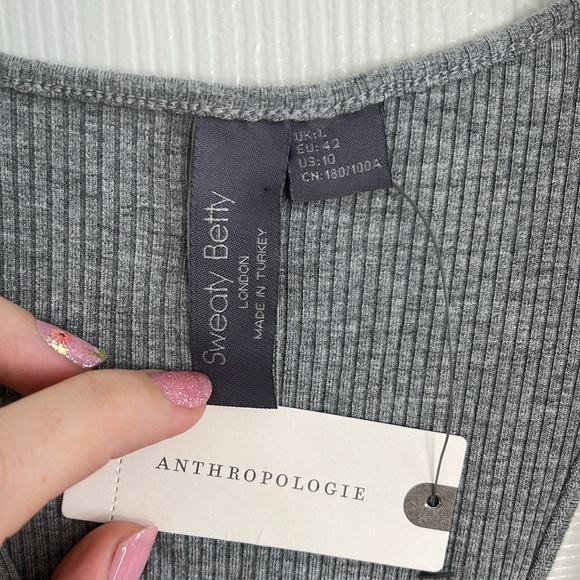 NWT Sweaty Betty Weekend Twist Ribbed Maxi midi dress grey size large - Picture 9 of 13